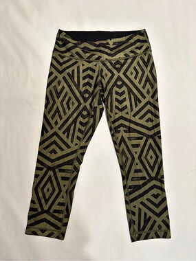 lululemon Wunder Under Crop III *Full-On Luon Leggings Green & Black